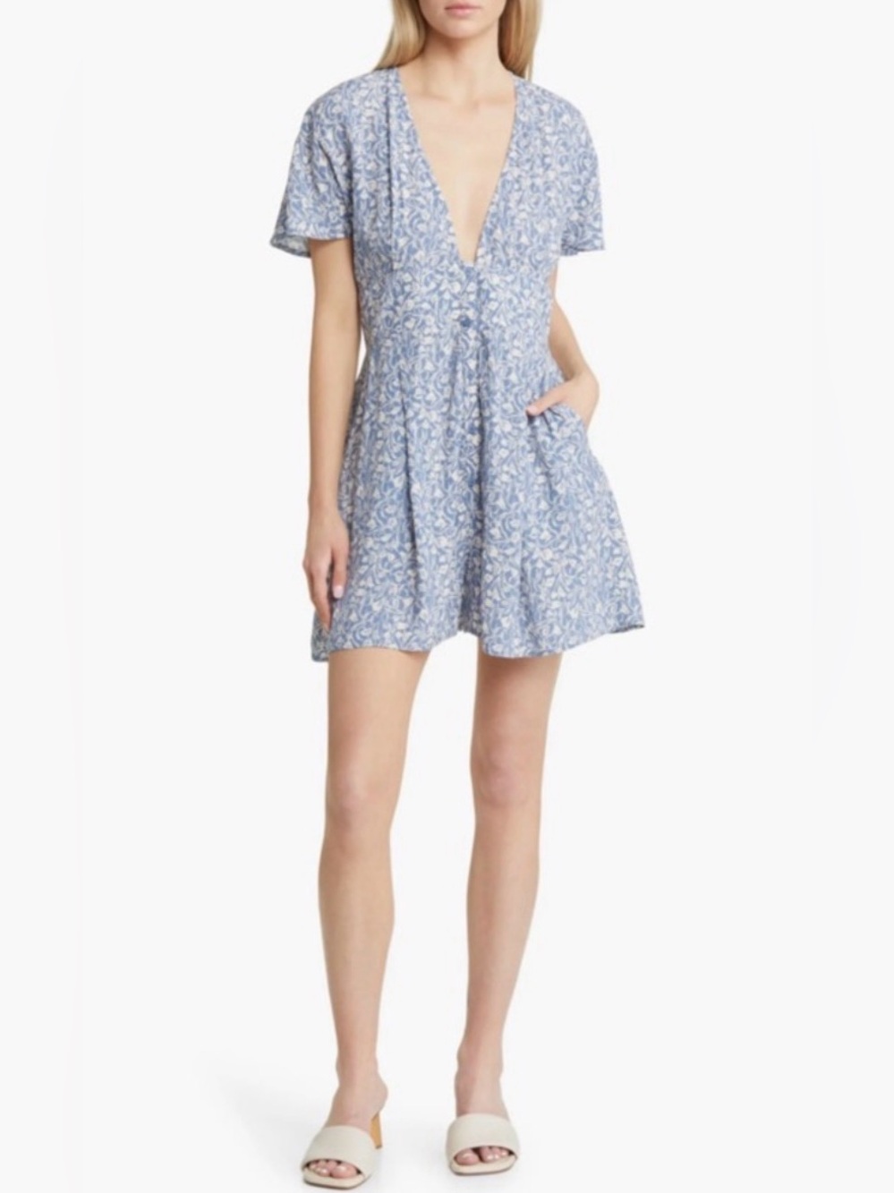 Chelsea28 Blue and White Floral Romper